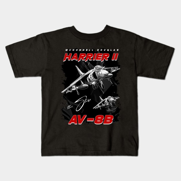 Harrier II AV-8B Ground-Attack Aircraft Fighterjet Kids T-Shirt by aeroloversclothing